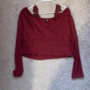 Cropped V-Neck Sweater